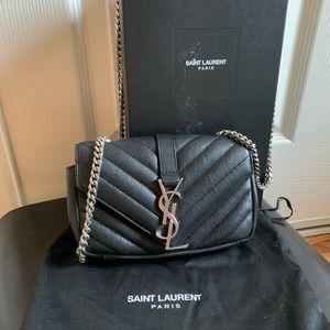 Saint Laurent Lambskin Chevron Baby Chain Bag